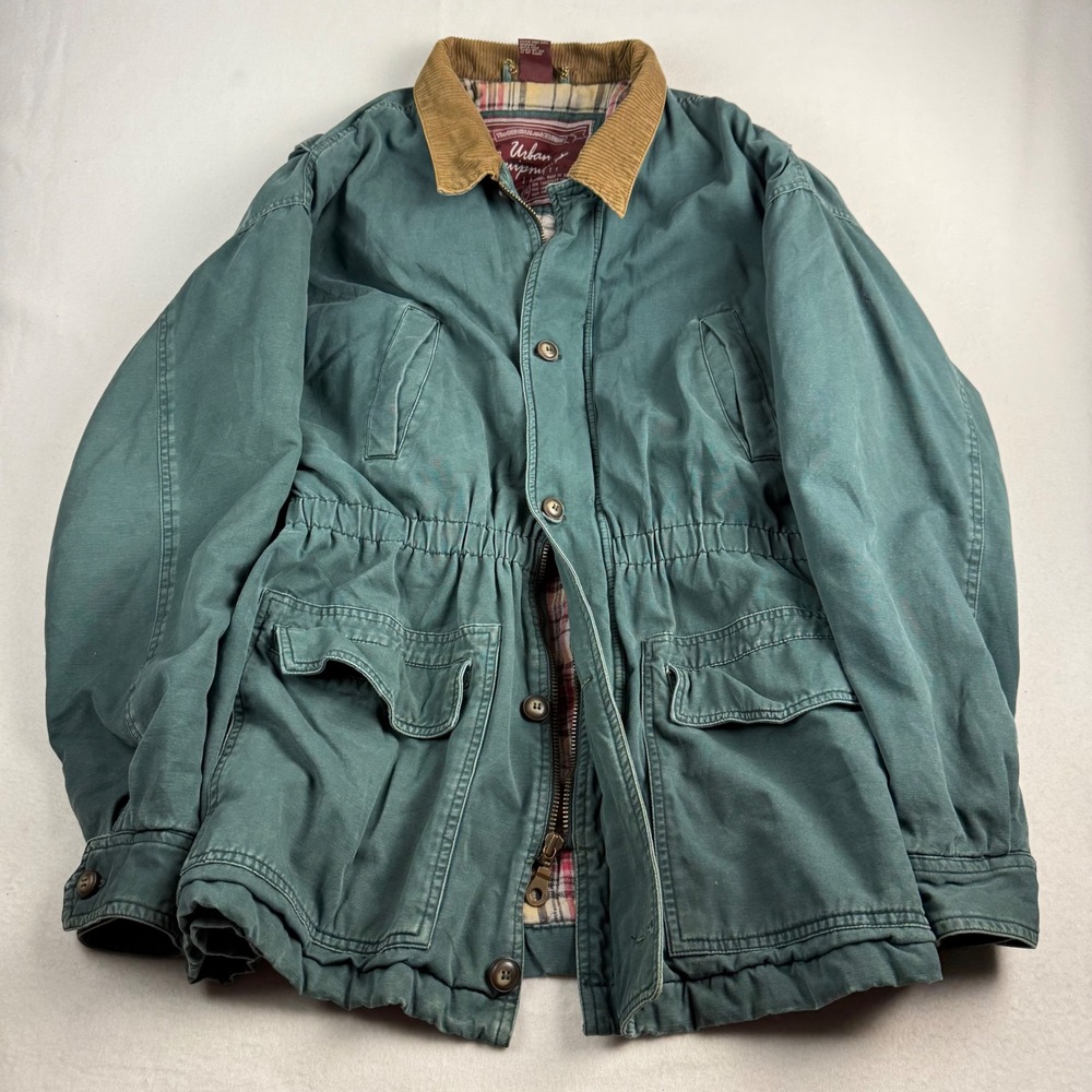 Urban Equipment Mens Teal Green Large Canvas Field Jacket Corduroy Collar